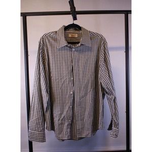 Original Penguin By Munsingwear Shirt Mens 2XL Brown Plaid Long Sleeve Button-Up